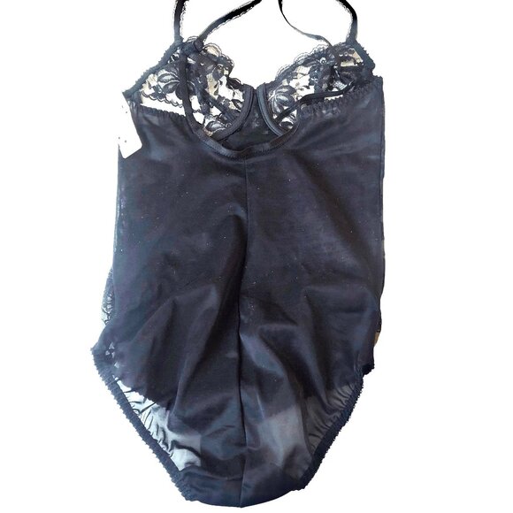 Vintage Dolores For Poirette Vtg 70's Black Lace Teddy Bodysuit ILGWU 34B NEW - Picture 15 of 16